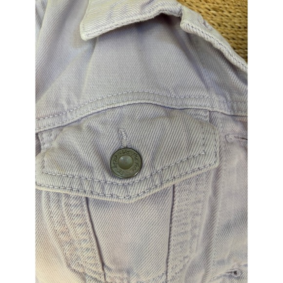 Free People Denim Jacket Women's Small Light‎ Wash Lilac Purple Trucker Jean - Picture 14 of 14